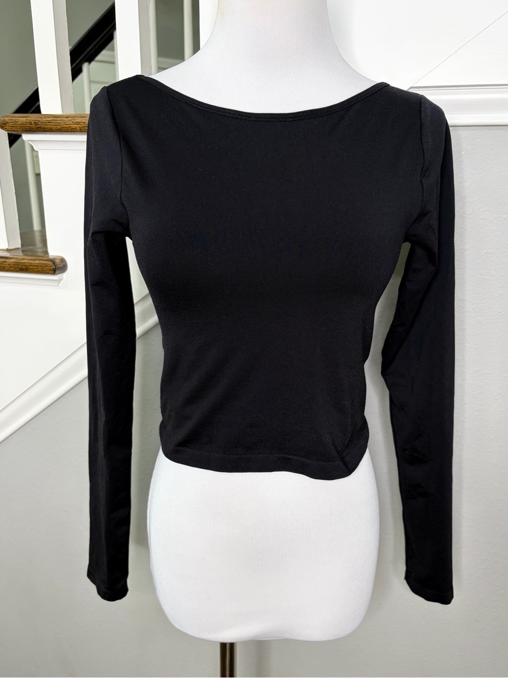 Altar’d State Intimates Black Open Back Cropped Long Sleeve Shirt - S/M